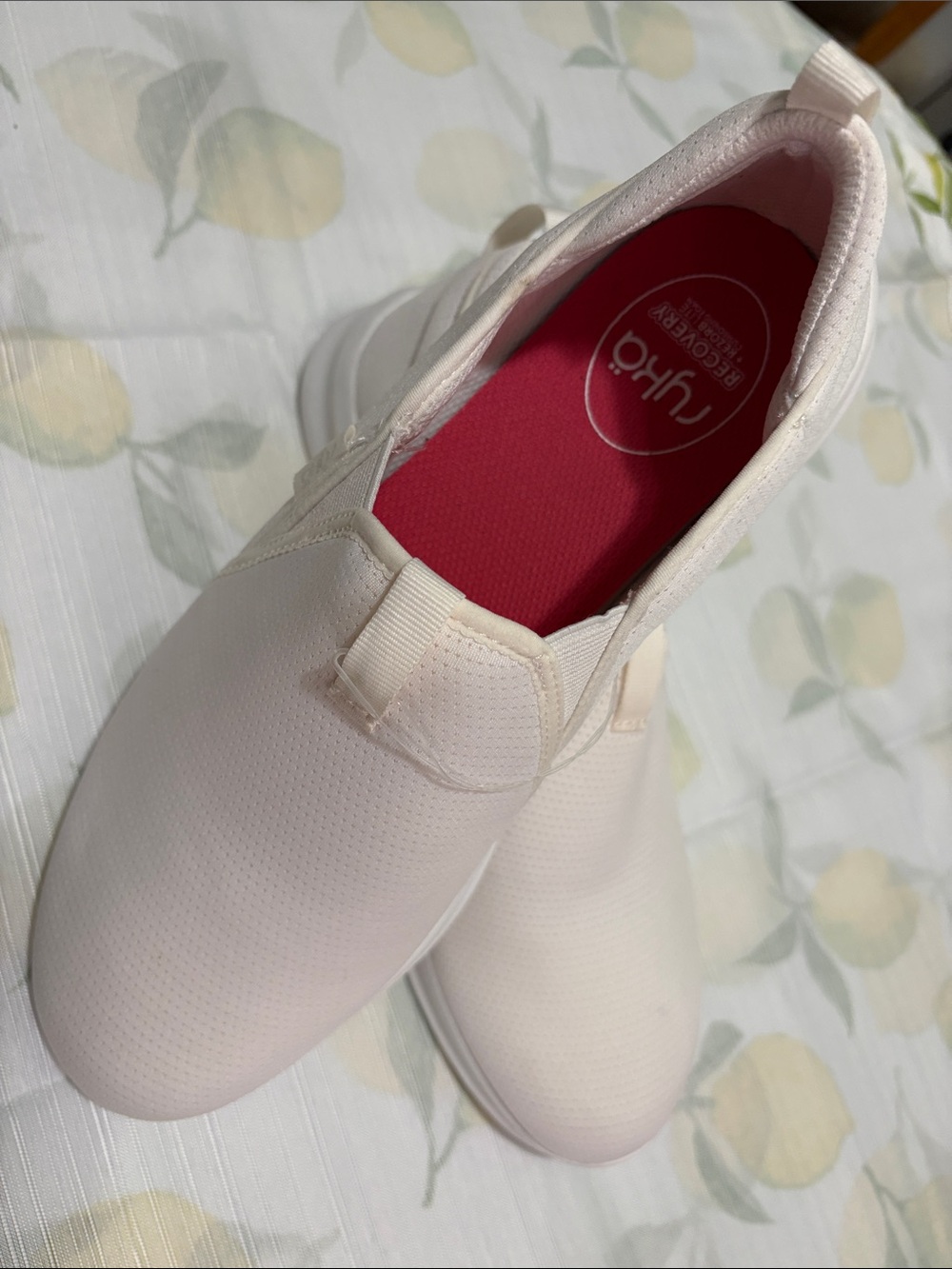Ryka Women’s Slip-On Sneakers in Pale Pink with Bright Pink Insole